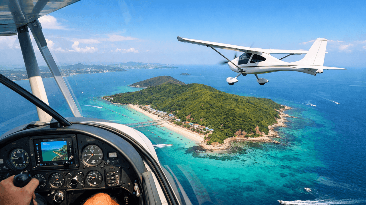 Koh Larn Scenic Flight from Pattaya by Ultralight & Vintage Aircraft
