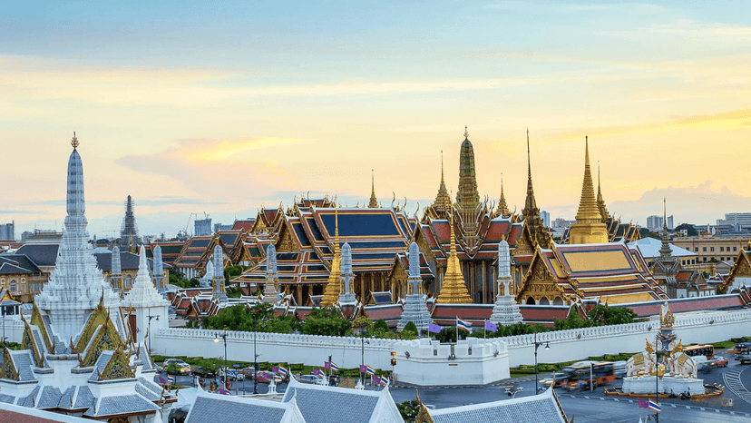 Bangkok Old City Temple Walkway And Courtyard View