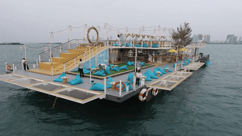 Sunset Sea Views From Tappia Floating Cafe Pattaya