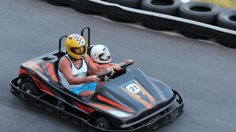 Friends Racing Go Karts At EasyKart Pattaya Night Session